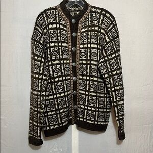 Men's Brown and Cream Norwegian Patterned Sweater